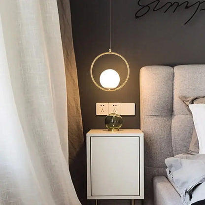 Modern geometric glass pendant lights for bedroom bedside