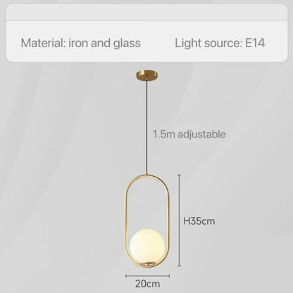Modern geometric glass pendant lights for bedroom bedside