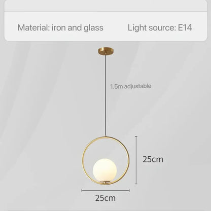 Modern geometric glass pendant lights for bedroom bedside
