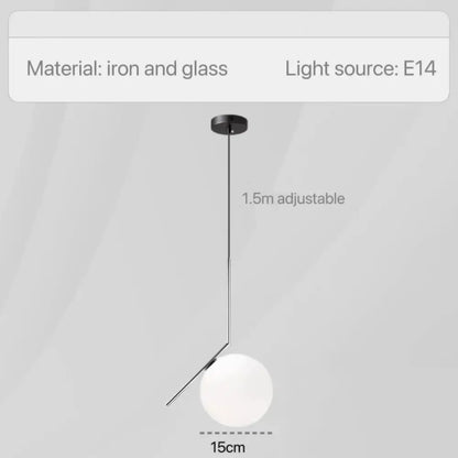 Modern geometric glass pendant lights for bedroom bedside