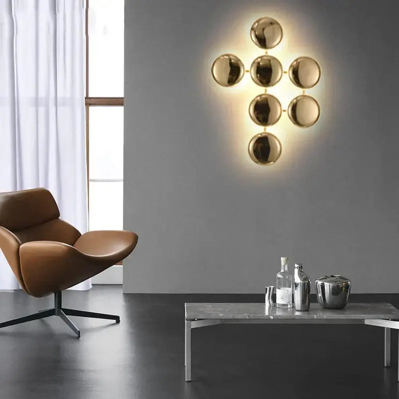 Modern geometric glossy gold led wall sconces living room art decor
