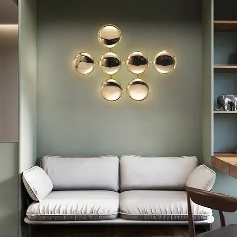 Modern geometric glossy gold led wall sconces living room art decor