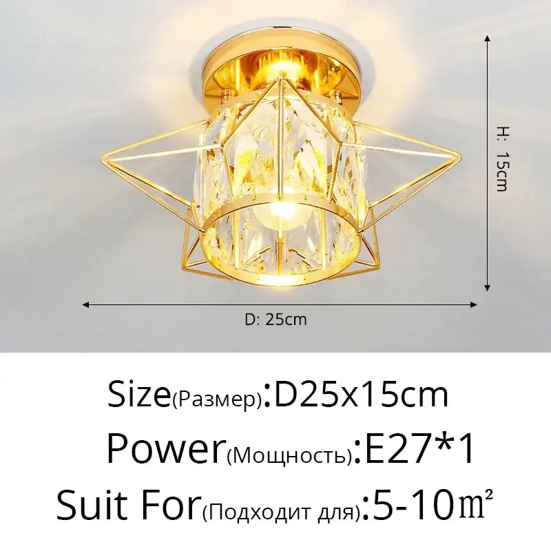 Modern geometric gold & black crystal glass led chandelier living room