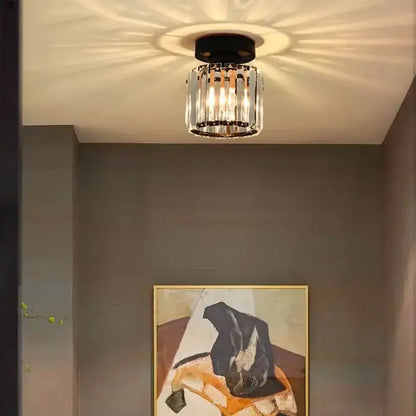 Modern geometric gold & black crystal glass led chandelier living room