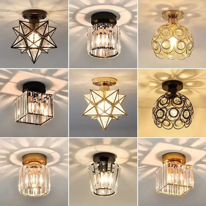 Modern geometric gold & black crystal glass led chandelier living room
