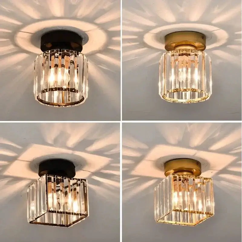 Modern geometric gold & black crystal glass led chandelier living room