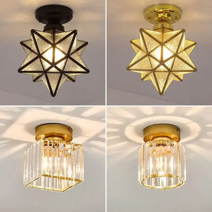 Modern geometric gold & black crystal glass led chandelier living room