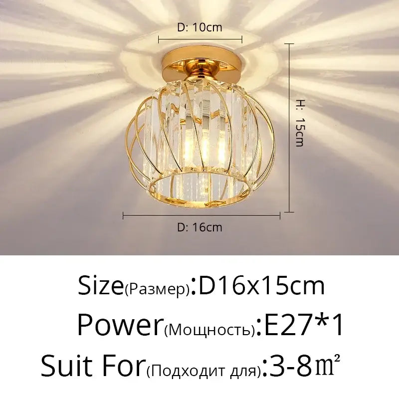 Modern geometric gold & black crystal glass led chandelier living room