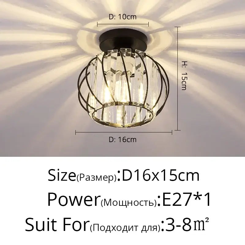 Modern geometric gold & black crystal glass led chandelier living room
