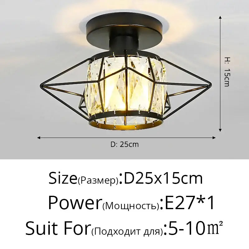 Modern geometric gold & black crystal glass led chandelier living room