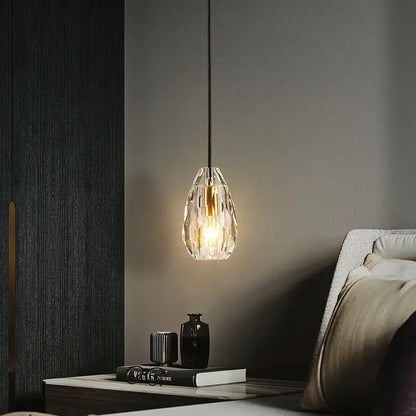 Modern geometric gold & clear crystal led ceiling chandelier bedroom