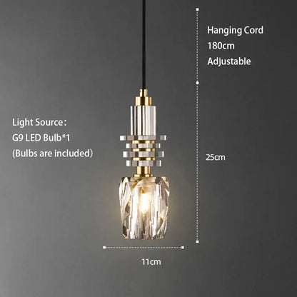 Modern geometric gold & clear crystal led ceiling chandelier bedroom