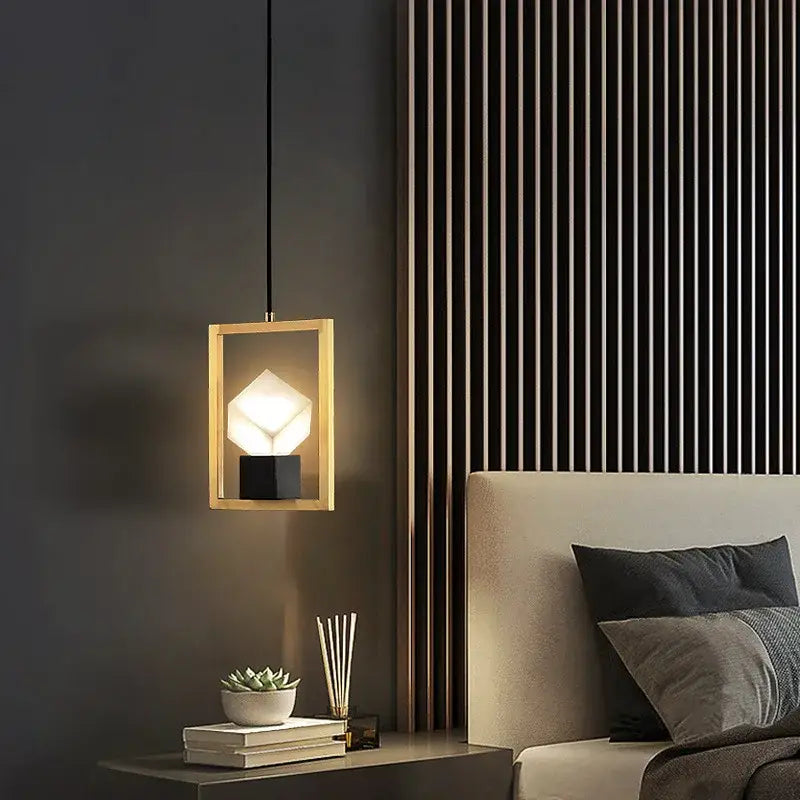 Modern geometric gold & clear crystal led ceiling chandelier bedroom