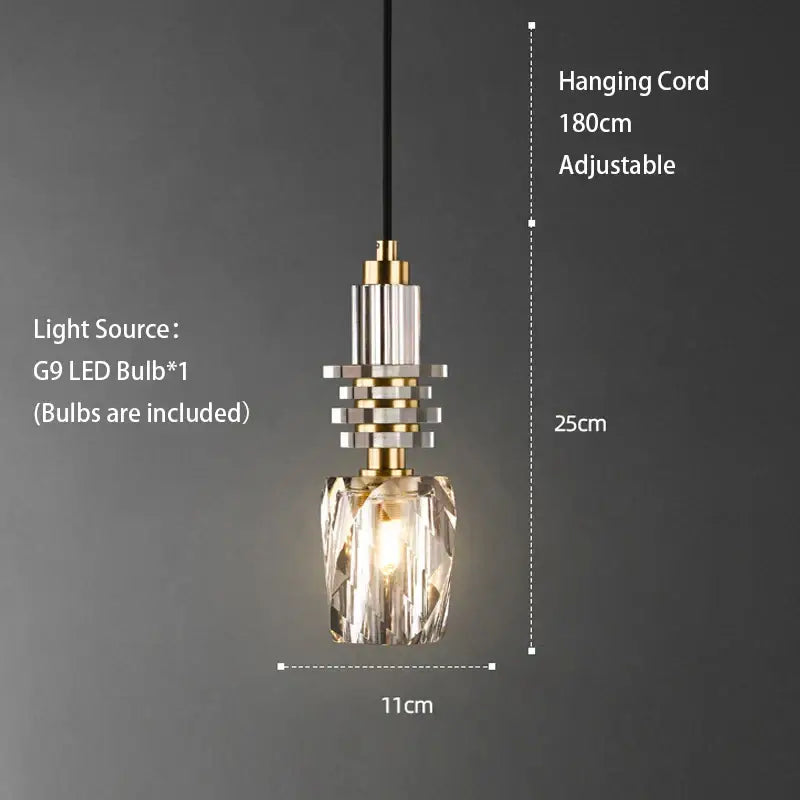 Modern geometric gold & clear crystal led ceiling chandelier bedroom