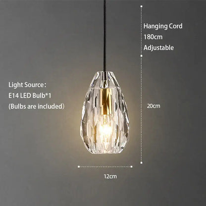 Modern geometric gold & clear crystal led ceiling chandelier bedroom