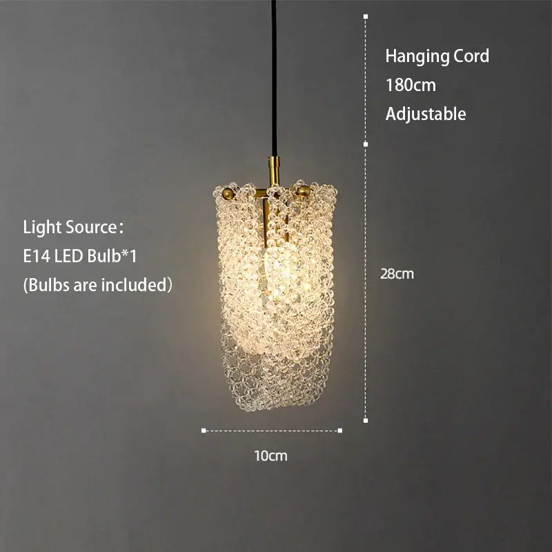 Modern geometric gold & clear crystal led ceiling chandelier bedroom