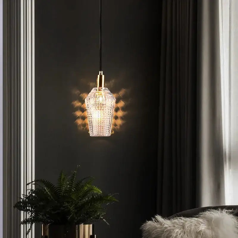 Modern geometric gold & clear crystal led ceiling chandelier bedroom