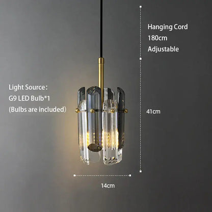 Modern geometric gold & clear crystal led ceiling chandelier bedroom
