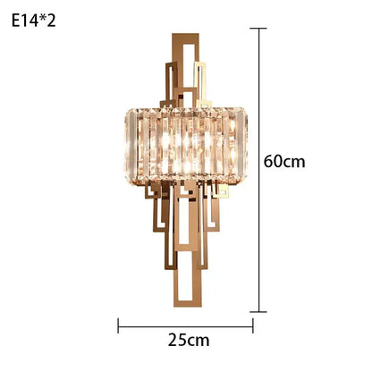 Modern geometric gold crystal wall lamp bedroom sconce