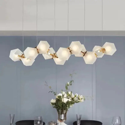 Modern geometric gold e14 led glass pendant light dining room