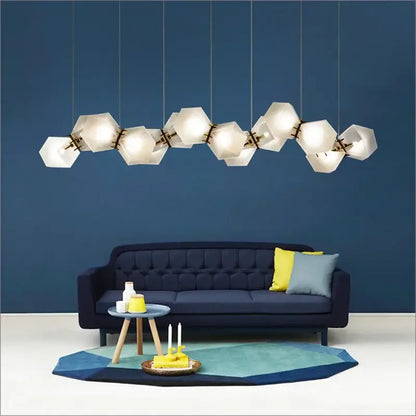 Modern geometric gold e14 led glass pendant light dining room