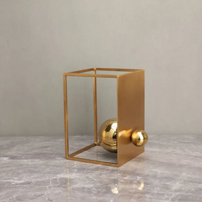 Modern geometric gold frame decorative figurines living room sculptures