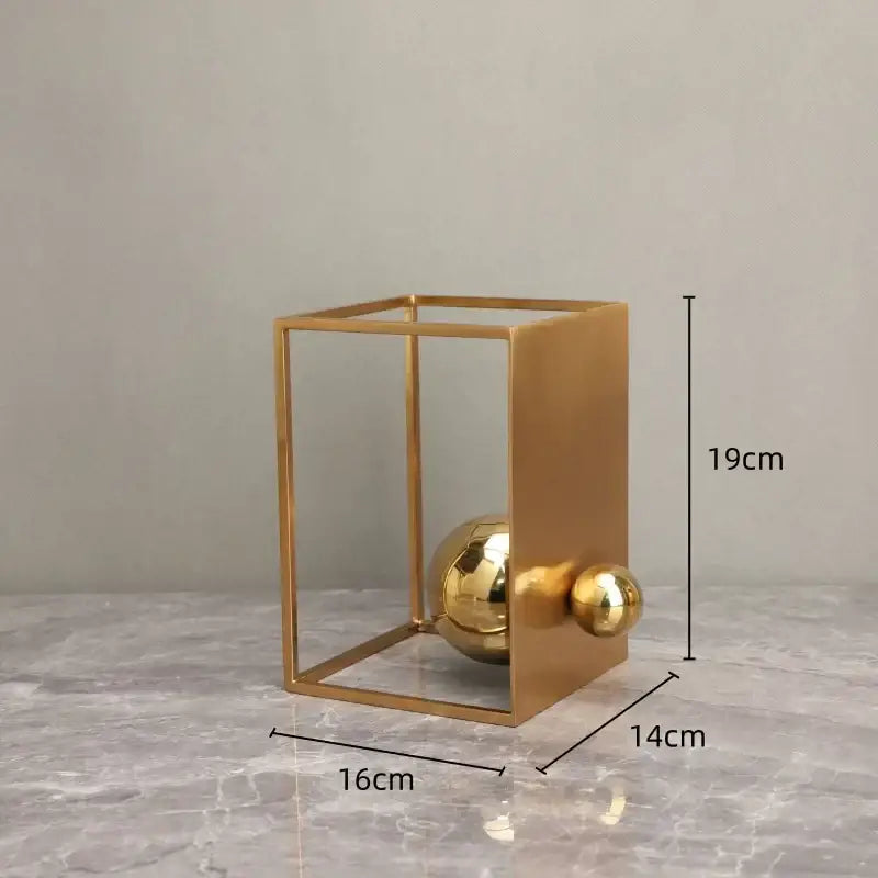 Modern geometric gold frame decorative figurines living room sculptures