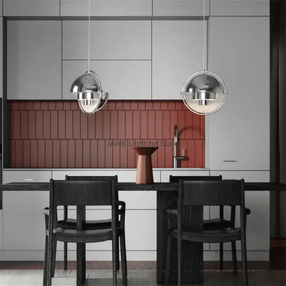 Modern geometric gold iron deformable pendant lamp for living room