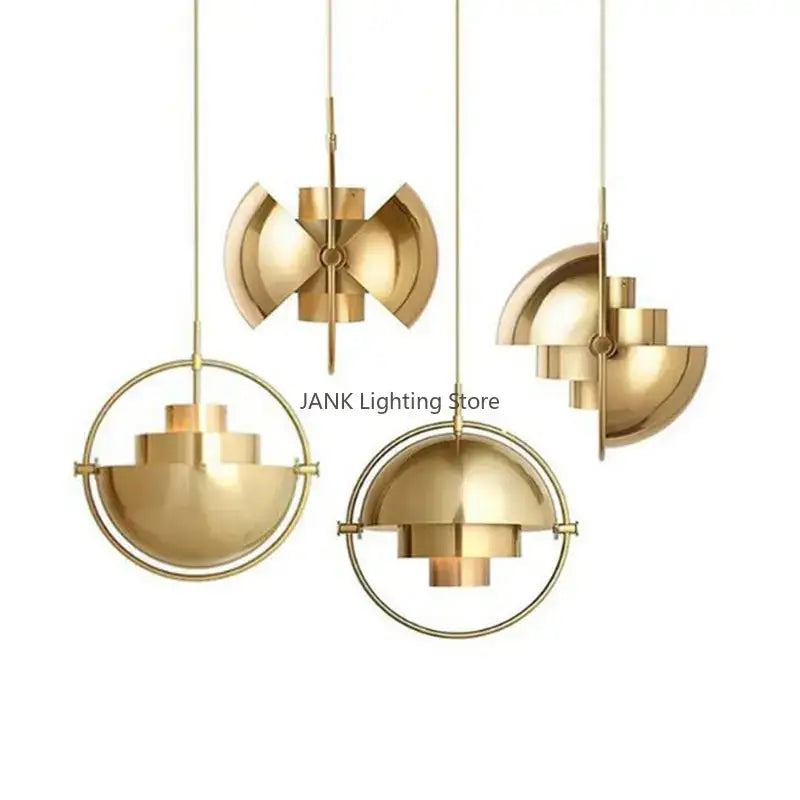 Modern geometric gold iron deformable pendant lamp for living room