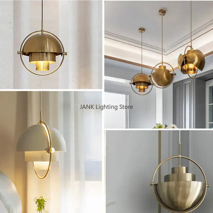Modern geometric gold iron deformable pendant lamp for living room