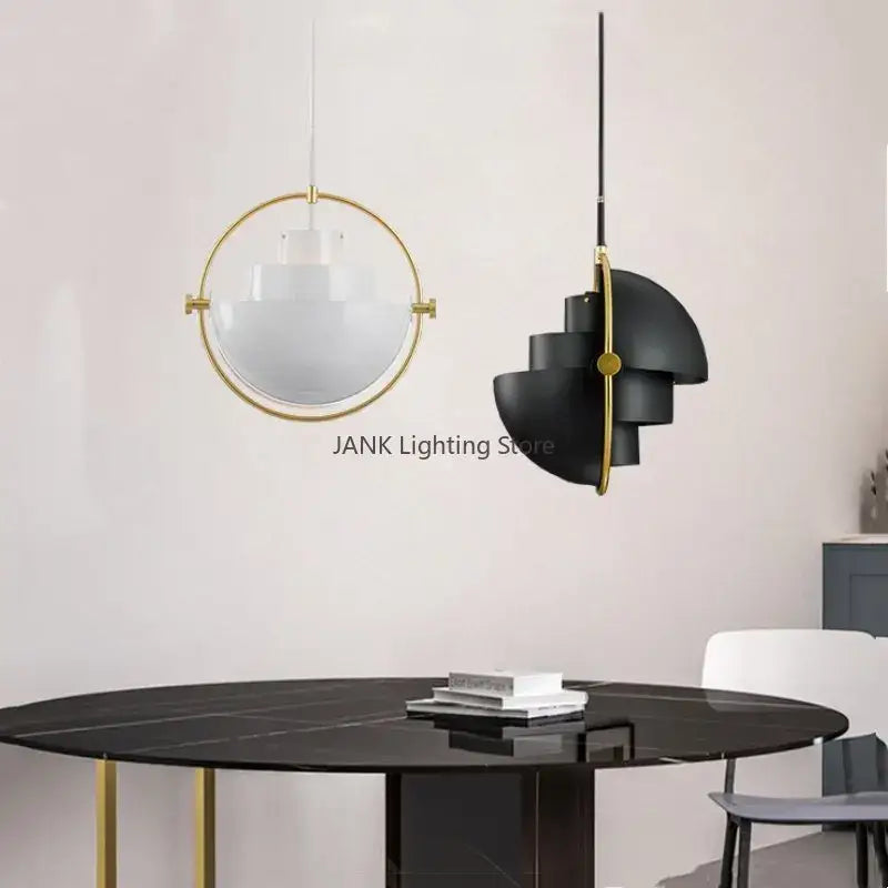 Modern geometric gold iron deformable pendant lamp for living room