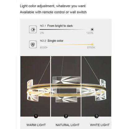 Modern geometric gold led pendant lights dining room crystal decor
