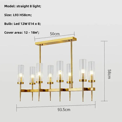 Modern geometric gold metal glass pendant light dining room