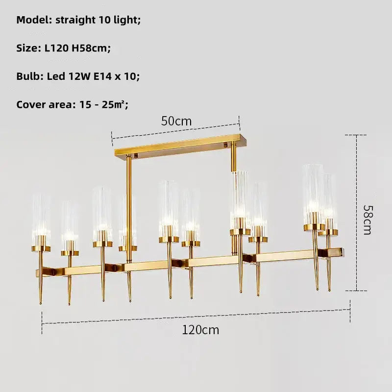Modern geometric gold metal glass pendant light dining room