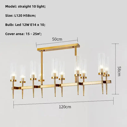 Modern geometric gold metal glass pendant light dining room