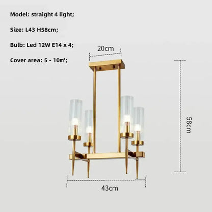 Modern geometric gold metal glass pendant light dining room