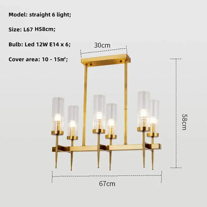 Modern geometric gold metal glass pendant light dining room