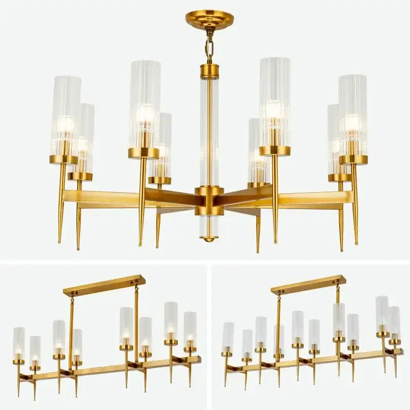 Modern geometric gold metal glass pendant light dining room