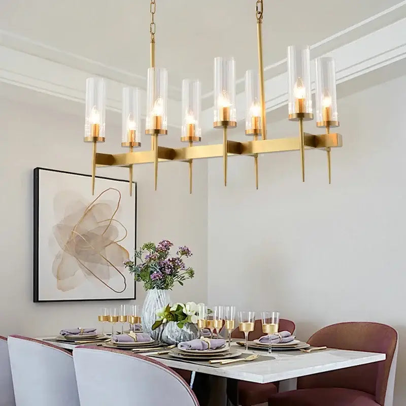 Modern geometric gold metal glass pendant light dining room