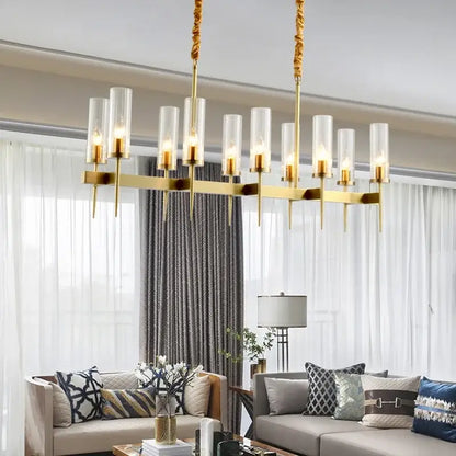 Modern geometric gold metal glass pendant light dining room