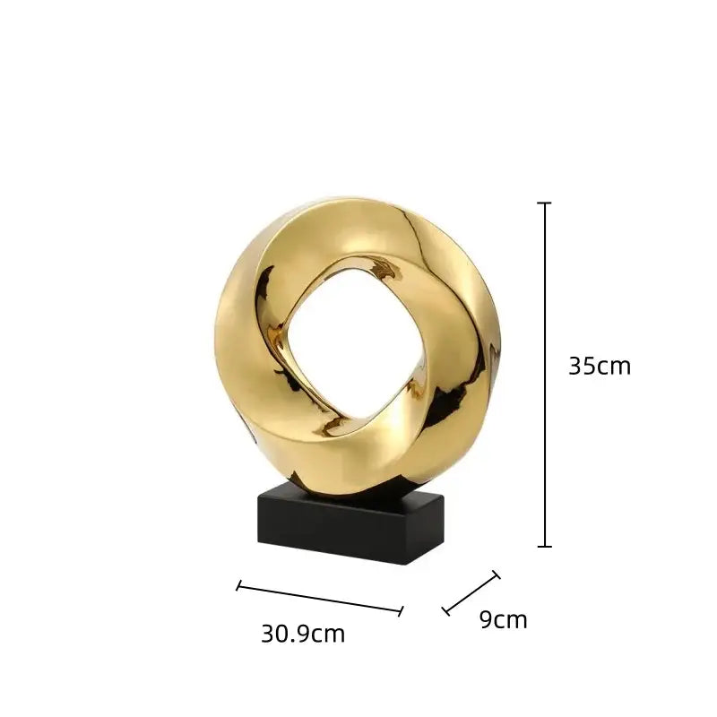 Modern geometric gold ring hollow sculpture living room decor