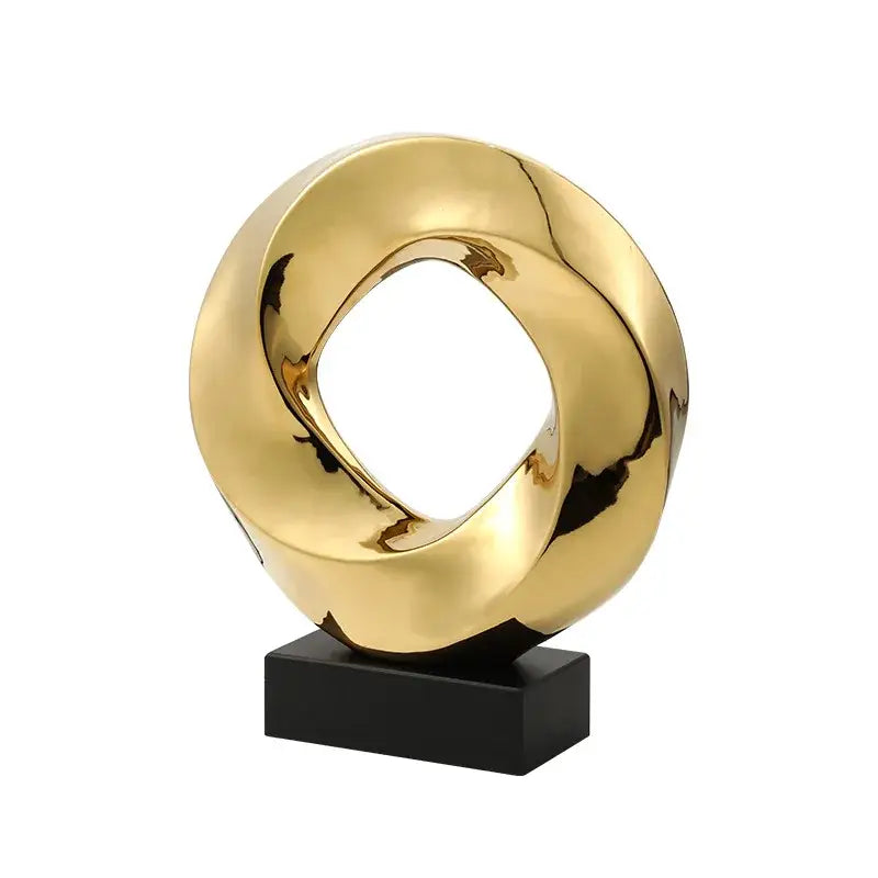 Modern geometric gold ring hollow sculpture living room decor