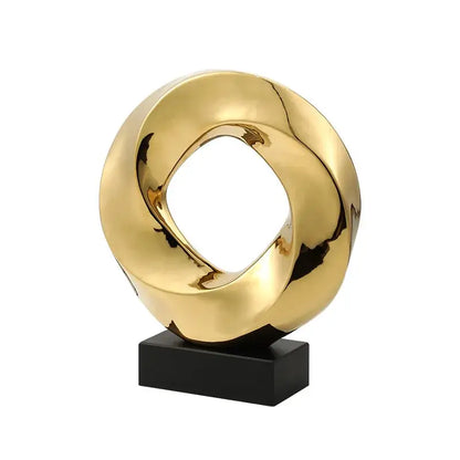 Modern geometric gold ring hollow sculpture living room decor