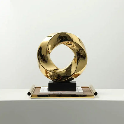 Modern geometric gold ring hollow sculpture living room decor
