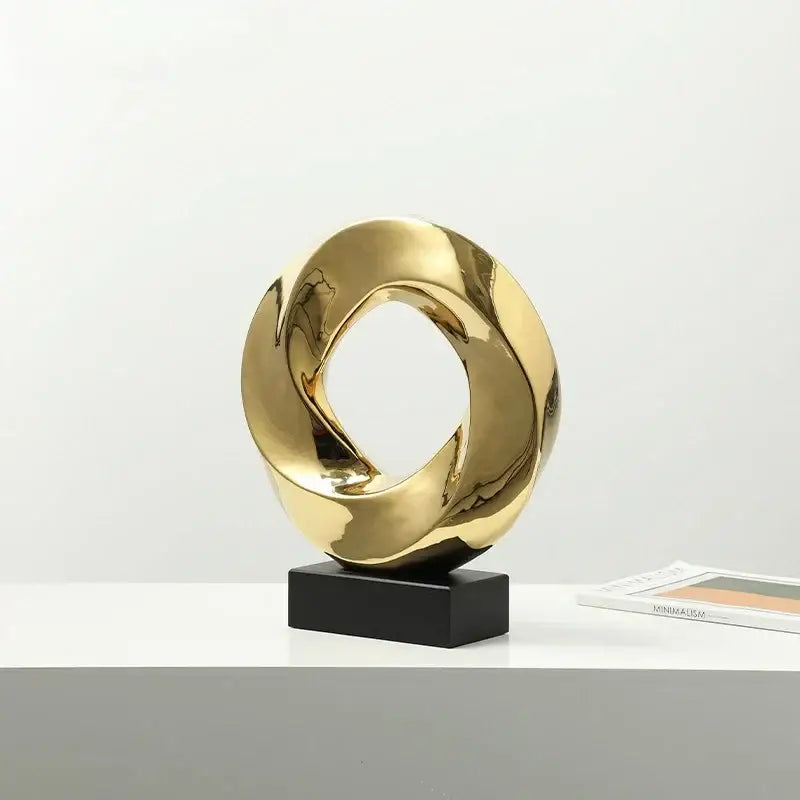 Modern geometric gold ring hollow sculpture living room decor