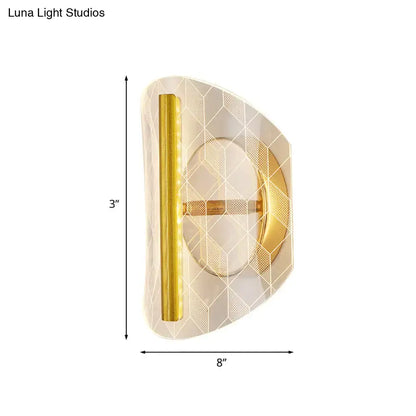 Modern geometric gold sconce light – living room grid pattern