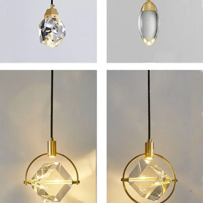Modern geometric gold & silver crystal led pendant lights dining room