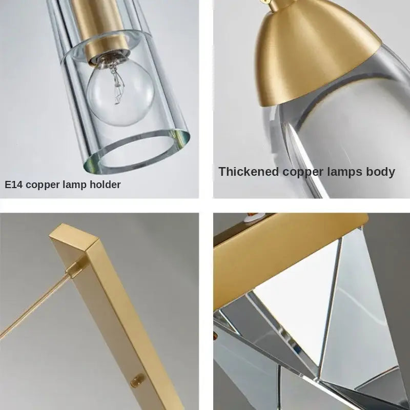Modern geometric gold & silver crystal led pendant lights dining room