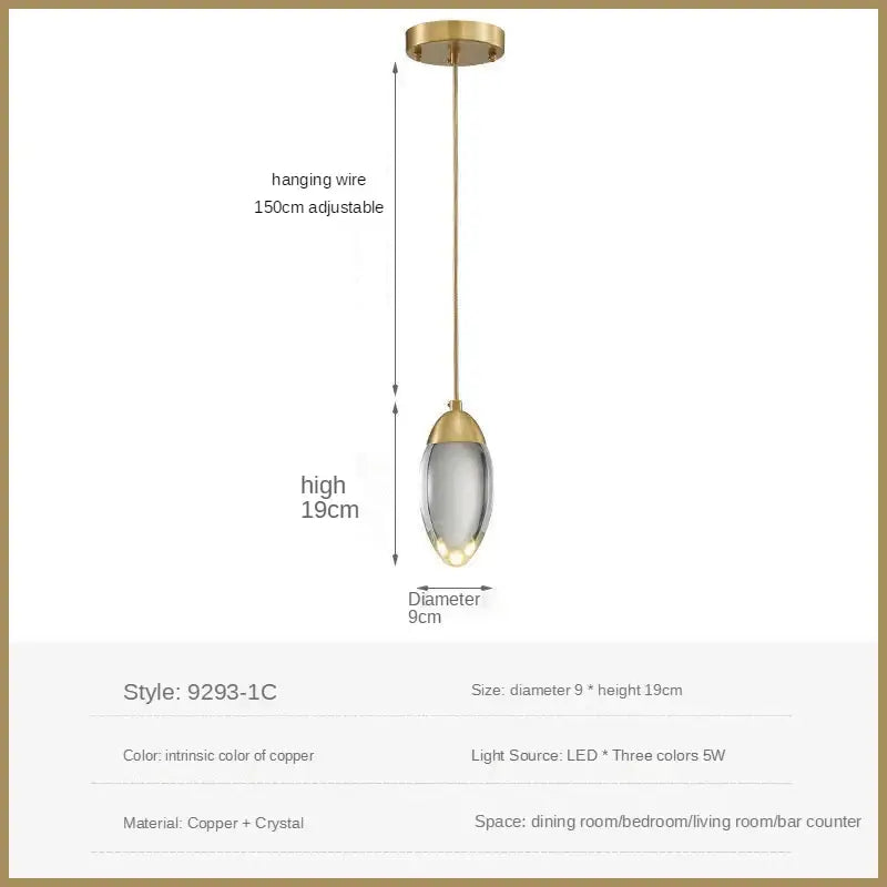 Modern geometric gold & silver crystal led pendant lights dining room