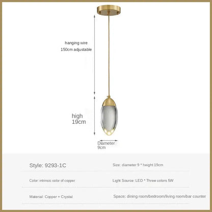 Modern geometric gold & silver crystal led pendant lights dining room